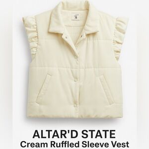 Altar'd State Cream Ruffle Sleeve Vest